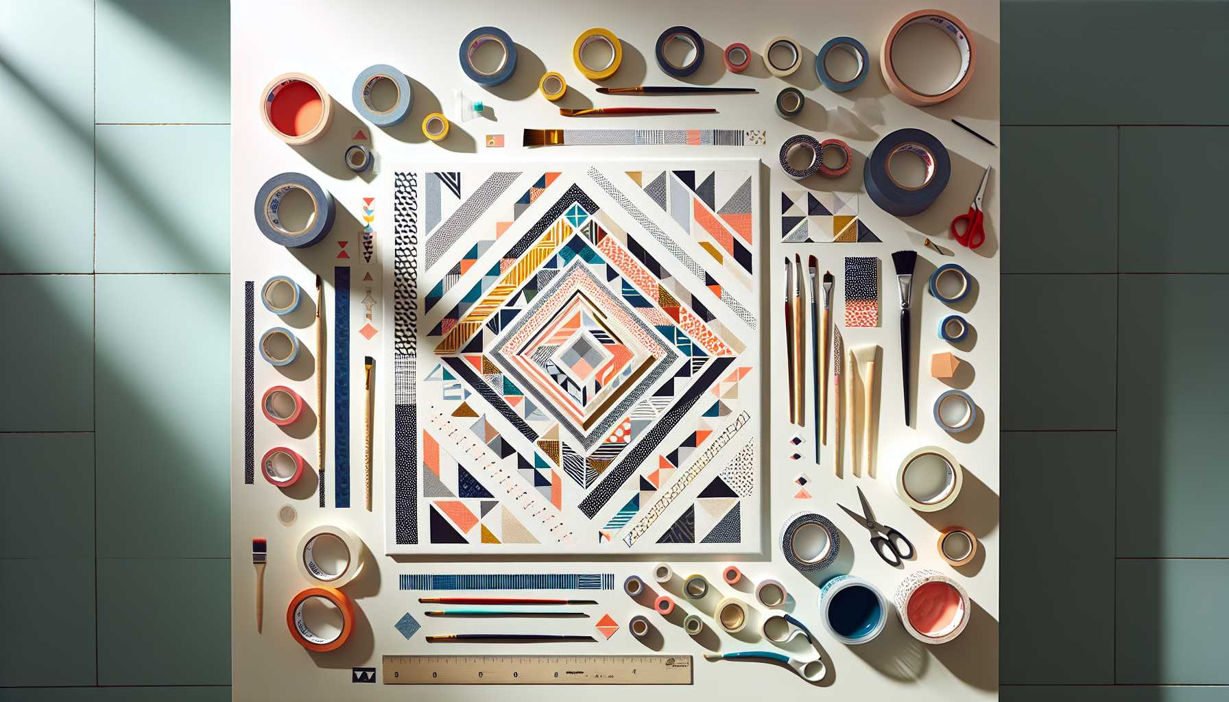 Simple Washi Tape Painting: Easy Geometric Art Tutorial