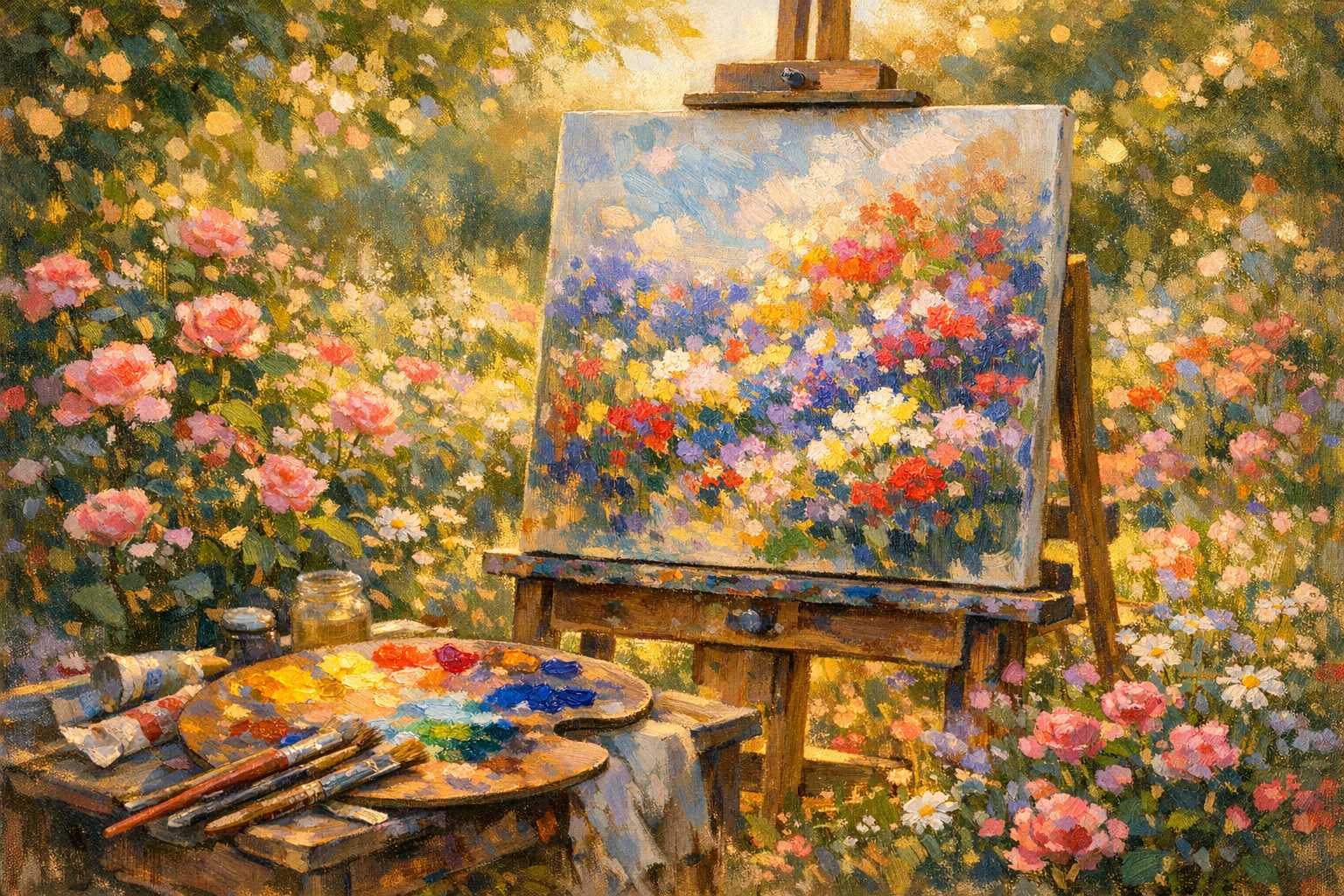 Garden Scene Mastery: Impressionist Flower Painting